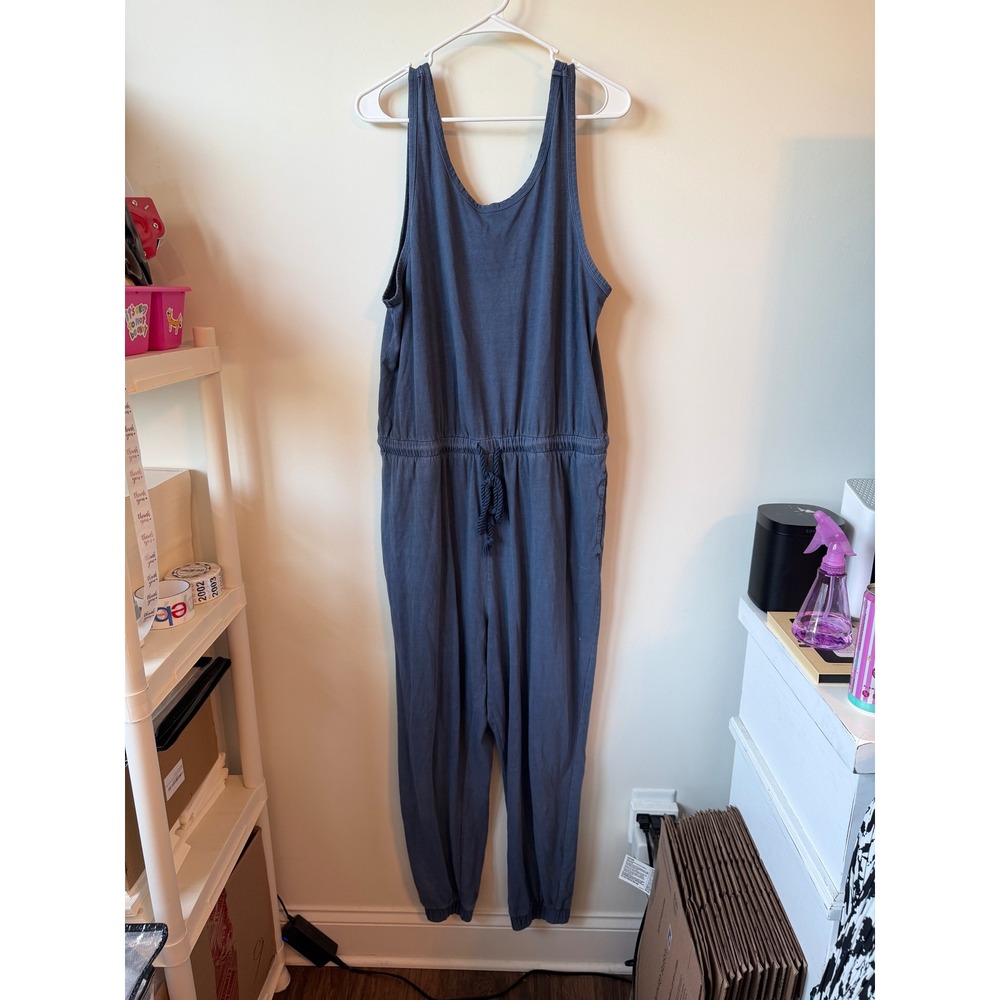 Universal Thread Blue Sleeveless Knit Jogger Jumpsuit XXL Drawstring Waist
